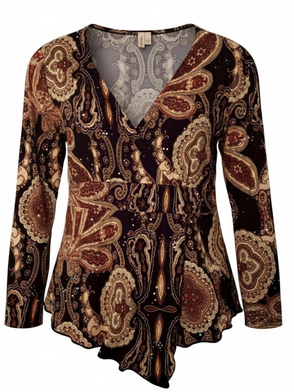 Y2K Vintage Susan Lawrence Paisley Sparkle Top